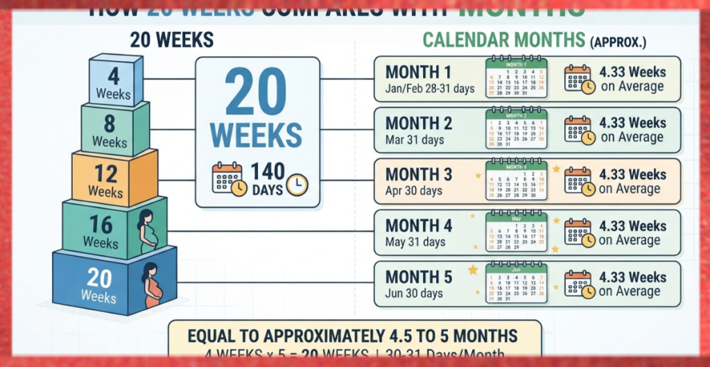 how 20 weeks compares with months