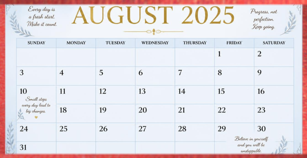 August 2025 Calendar USA