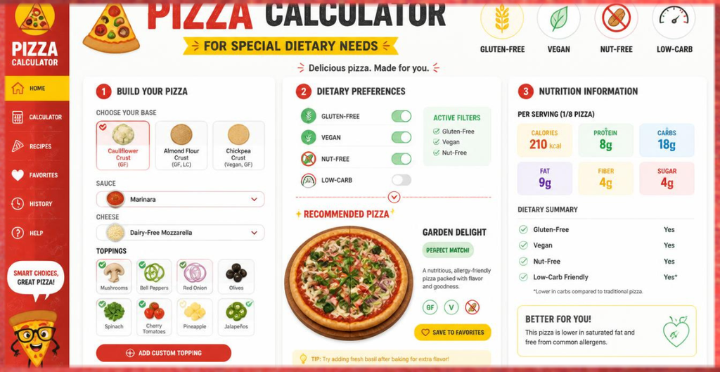 Pizza Calculator for Special Dietary Needs
