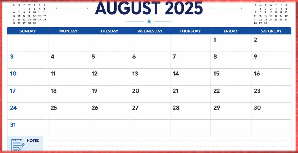 August 2025 Calendar USA for Planning