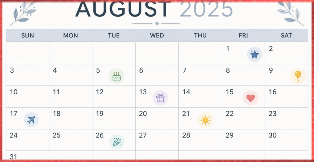 August 2025 Dates for Birthdays and Special Events
